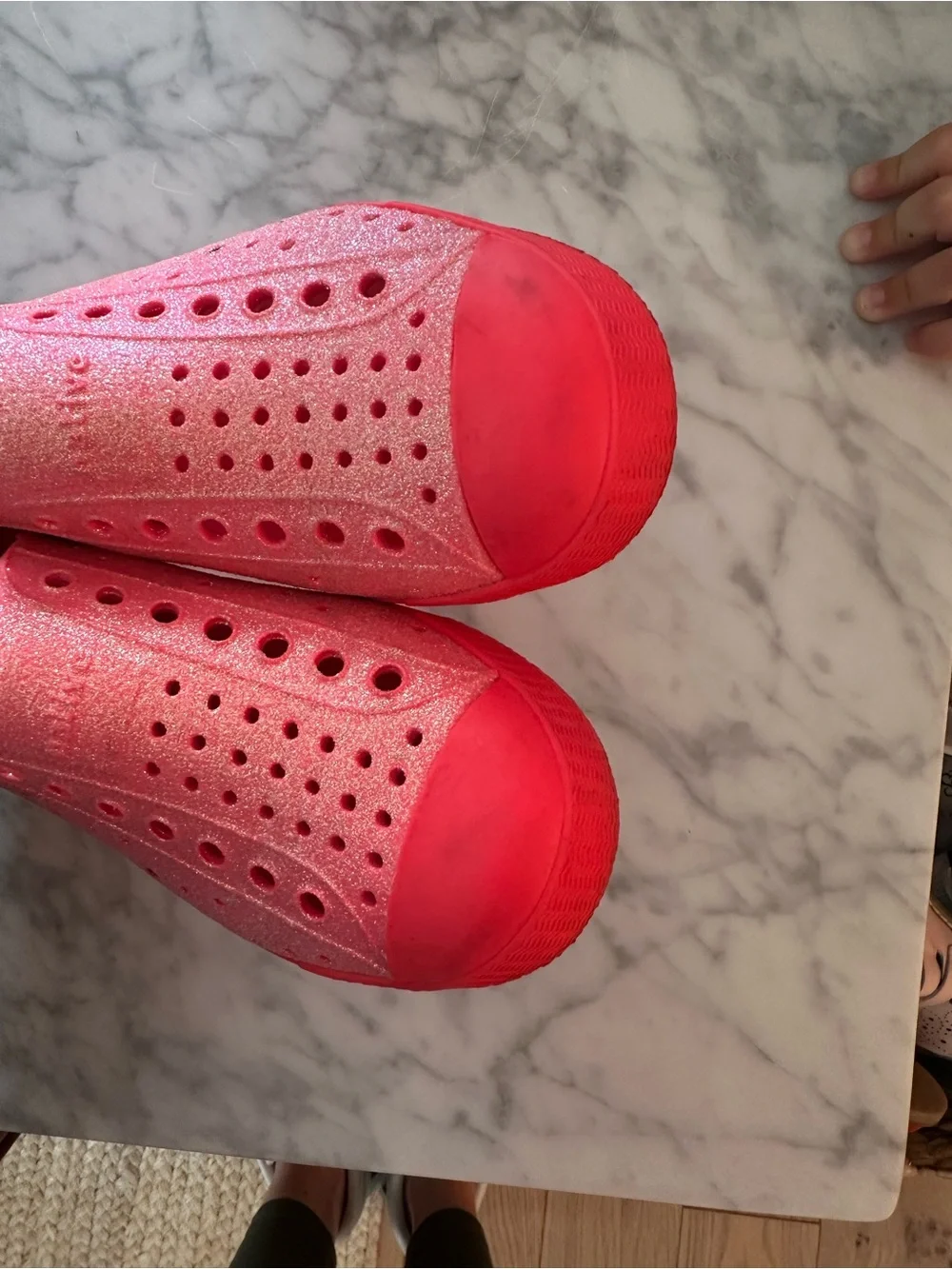 Native Jefferson girls Glitter Slip-On Water Shoes in Bright Pink size C11